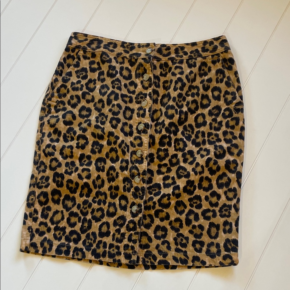 Polo by Ralph Lauren Leopard Print Button-Front Midi Skirt - Brown & Black